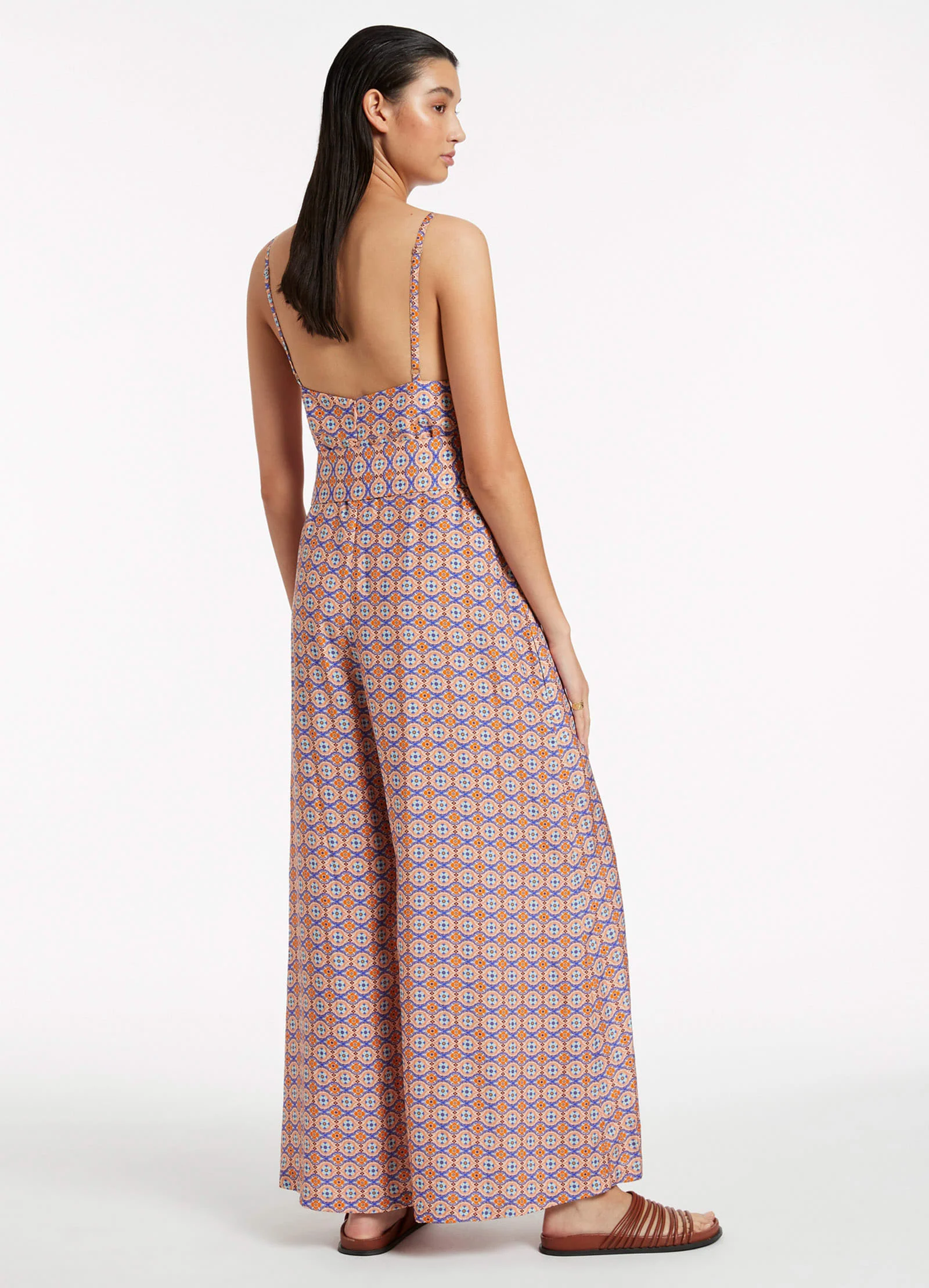 Azura Geo V-Neckline Jumpsuit - Retro Orange - Image 3