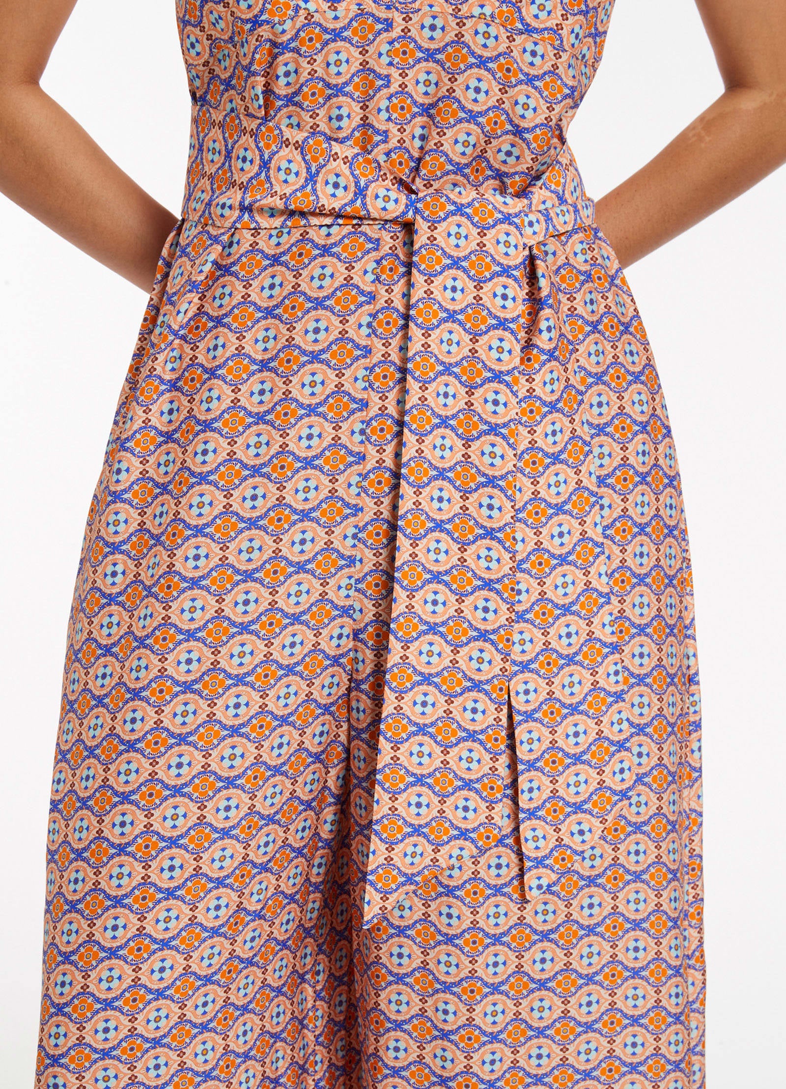 Azura Geo V-Neckline Jumpsuit - Retro Orange - Image 4