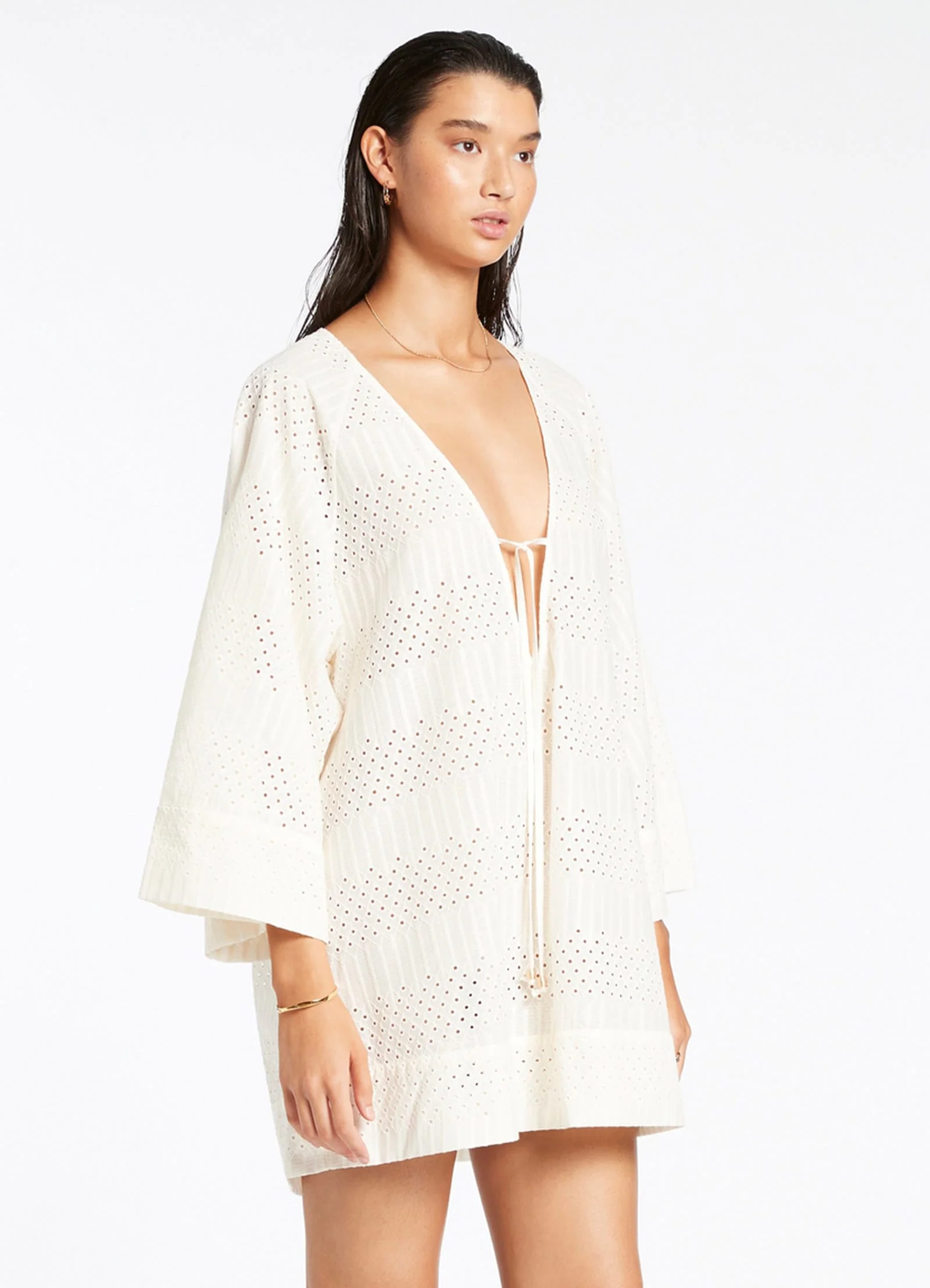 Broderie Kaftan - Cream - Image 3