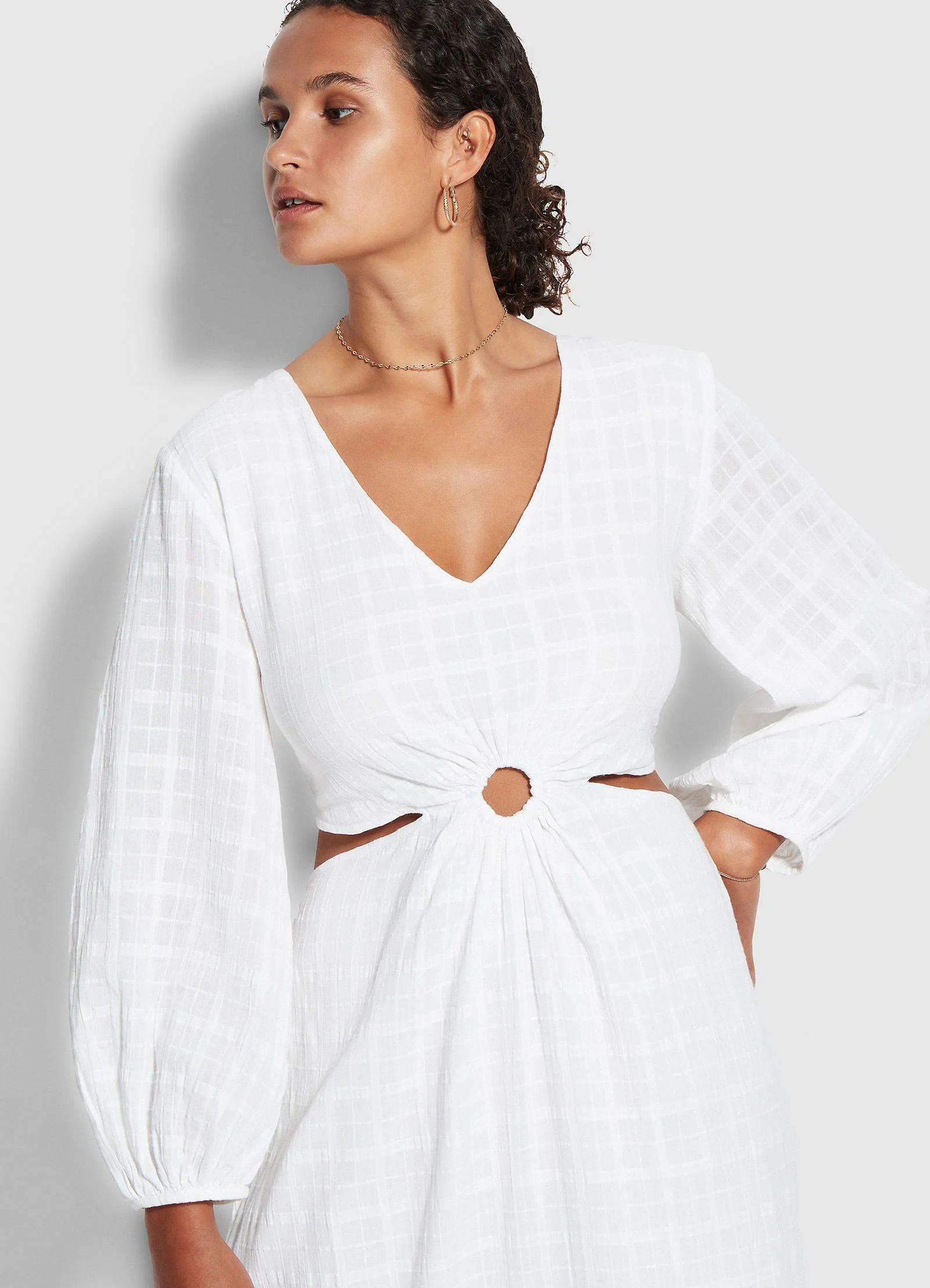 Drifter Cut Out Dress  - White - Image 3