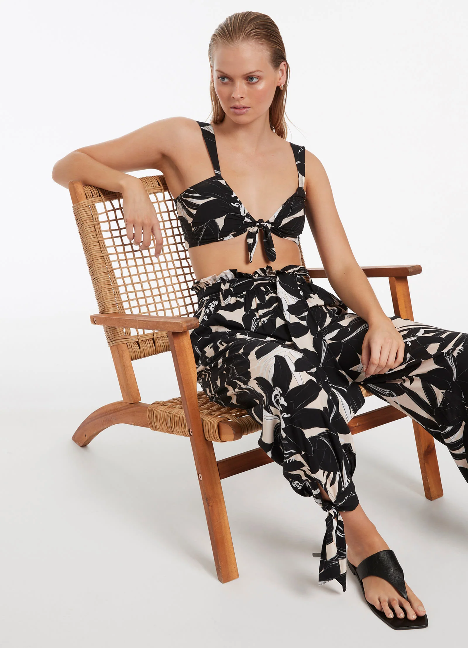 Floreale Tie Top - Black - Image 5
