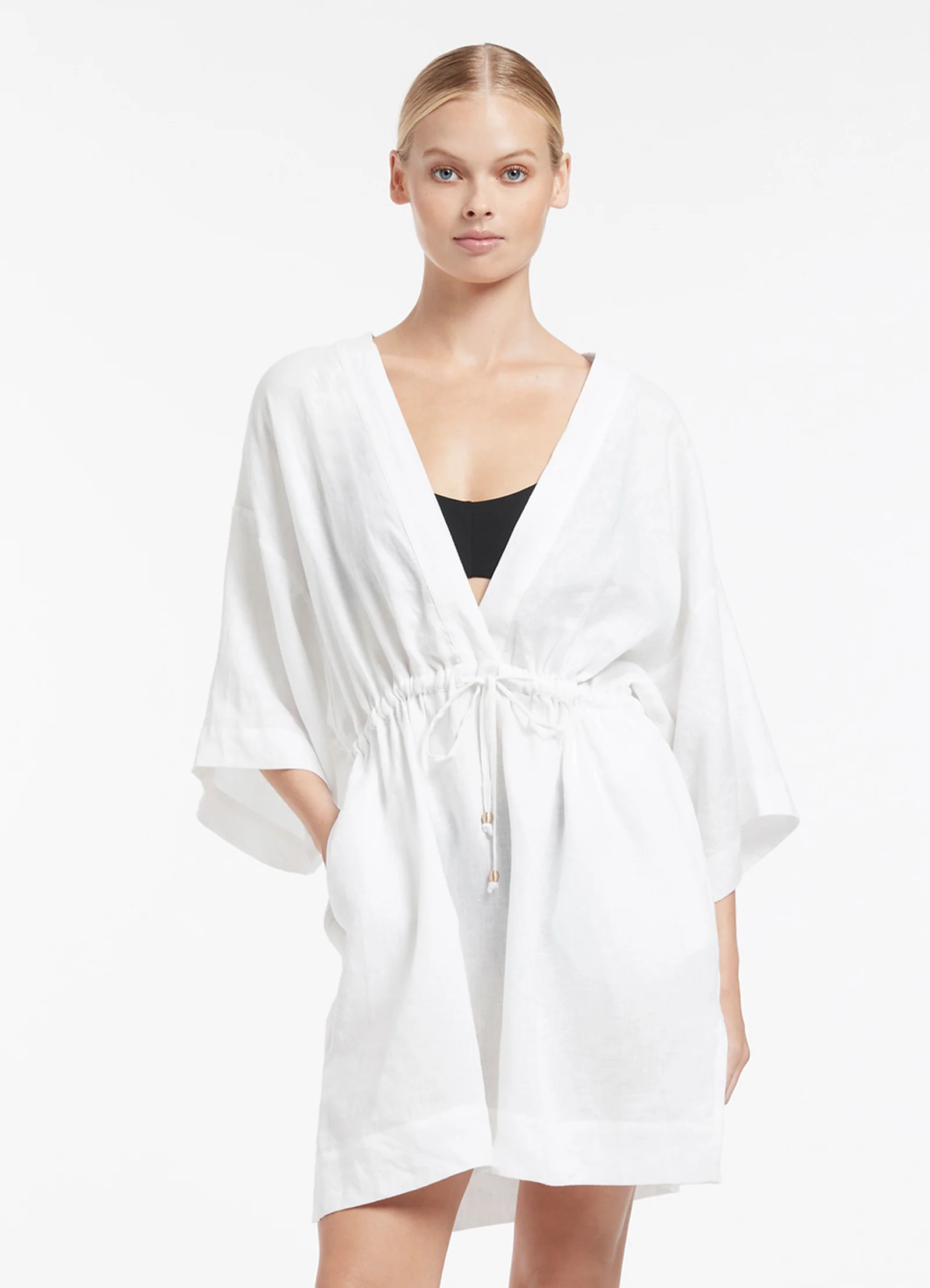 Jetset Gather Front Kaftan - White - Image 2