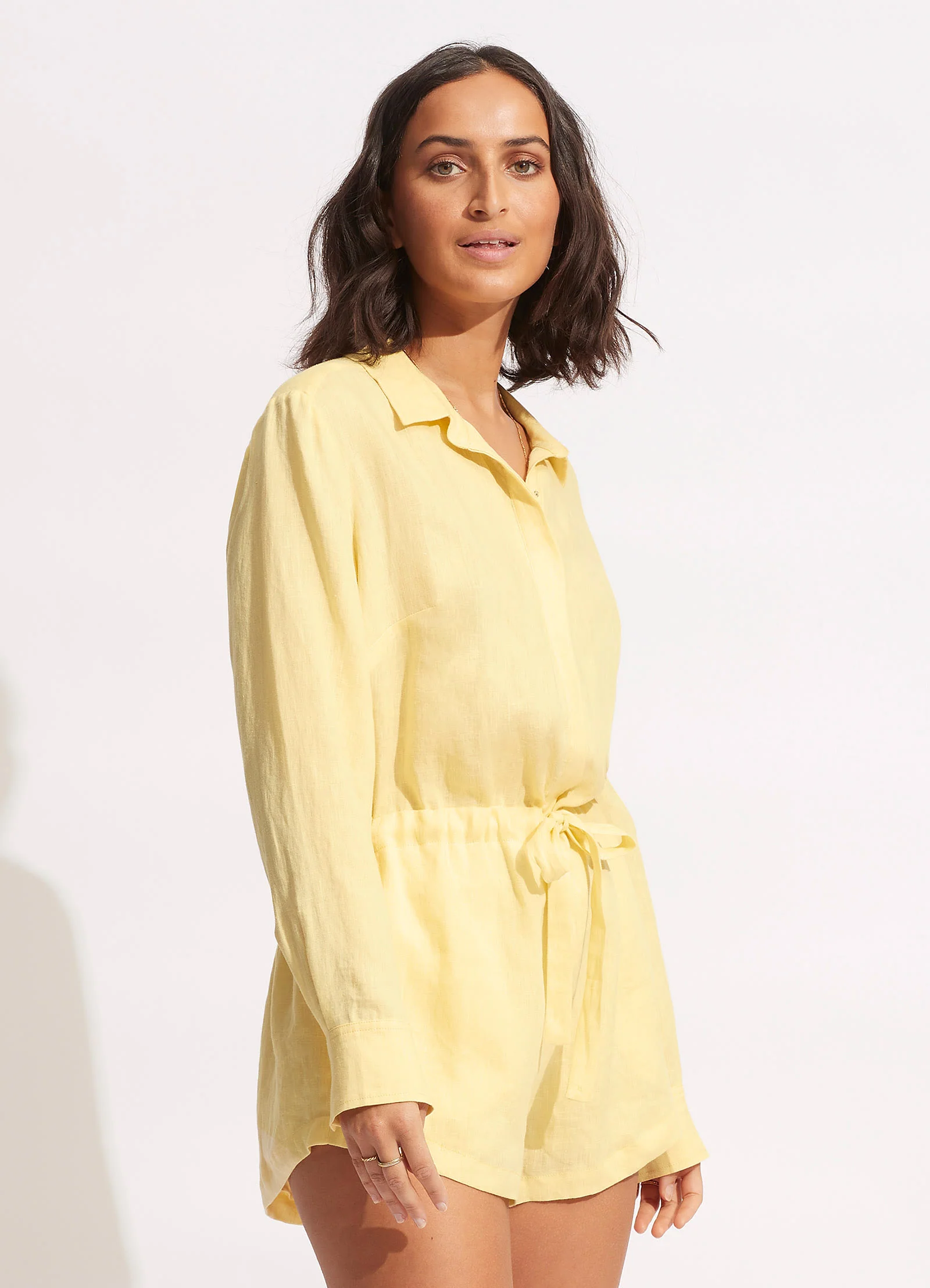 Linen Playsuit - Lemon - Image 4