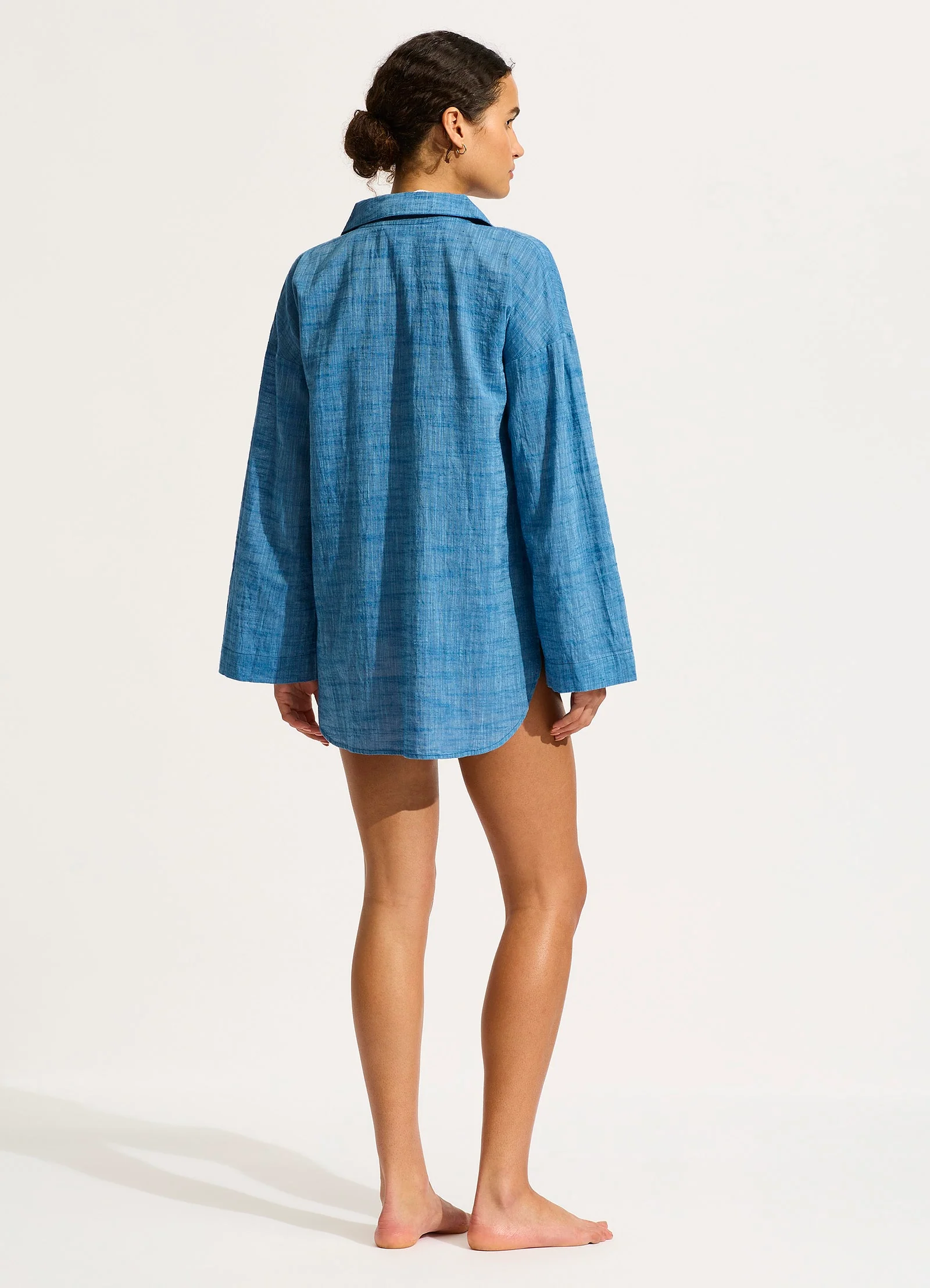 Longline Beach Shirt - Chambray - Image 5