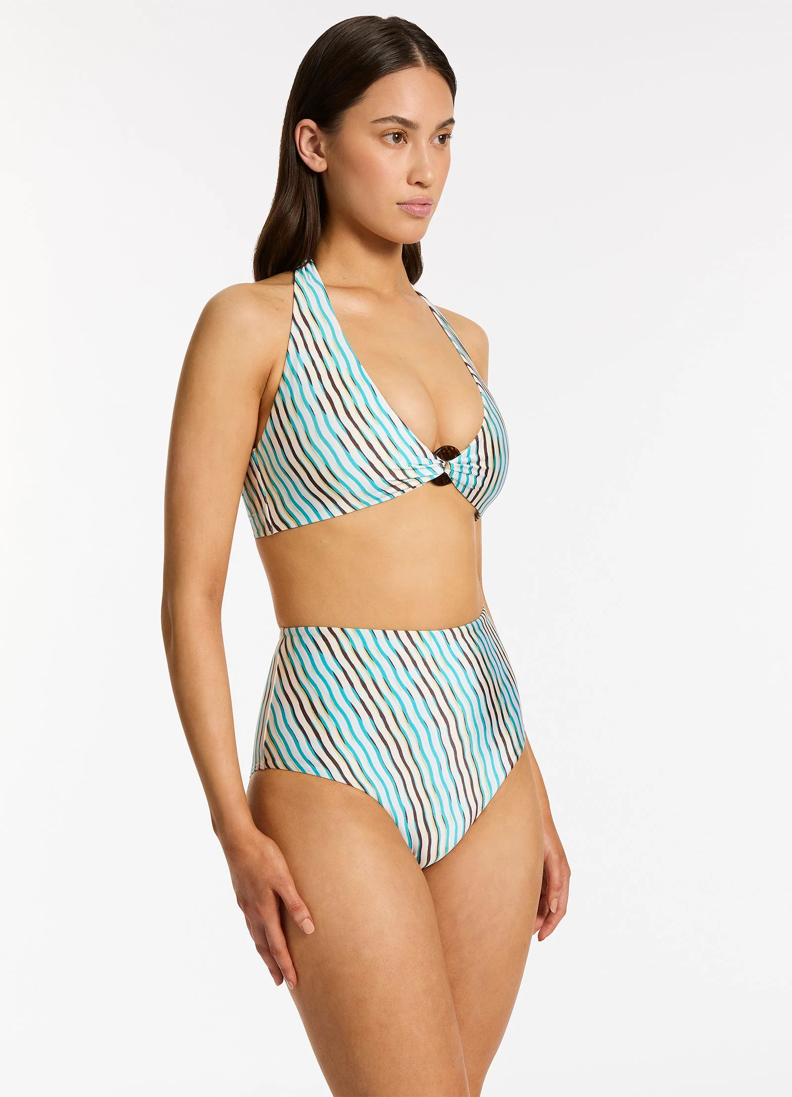 Lotus Halter Tie Bikini Top - Teal - Image 3