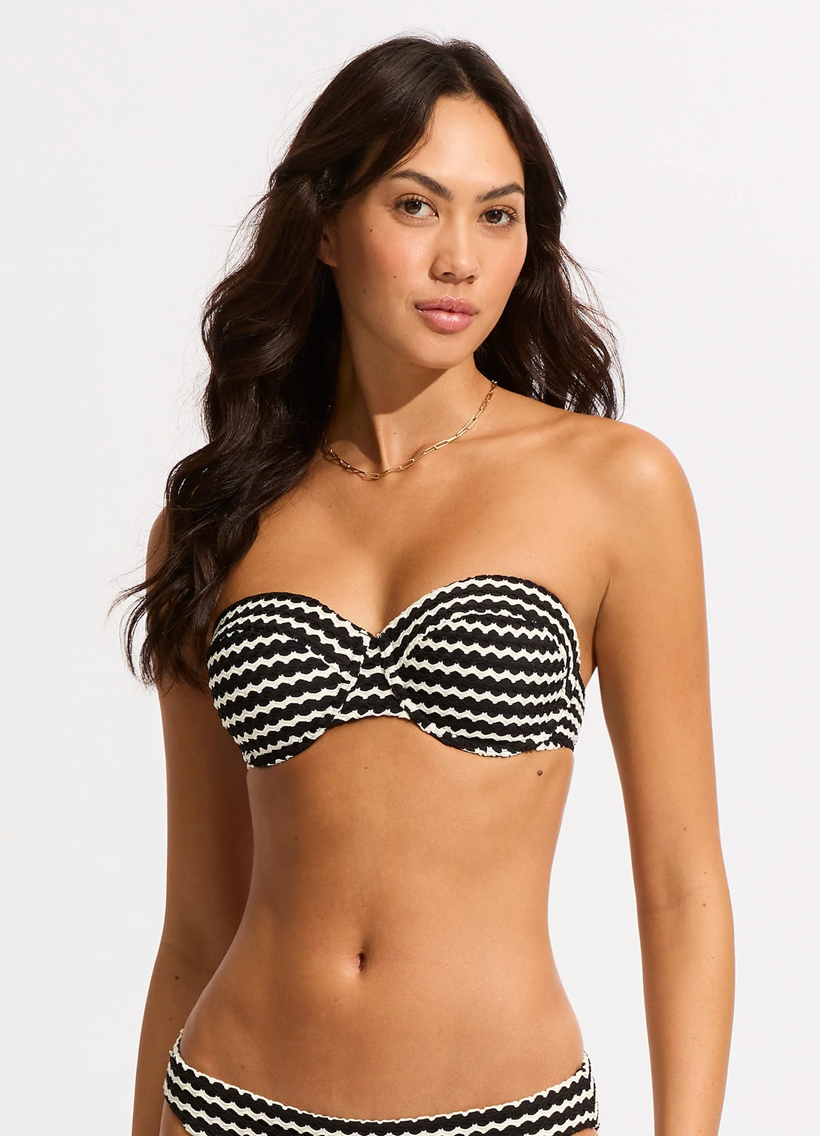 Mesh Effect Bustier Bikini Top - Black - Image 2